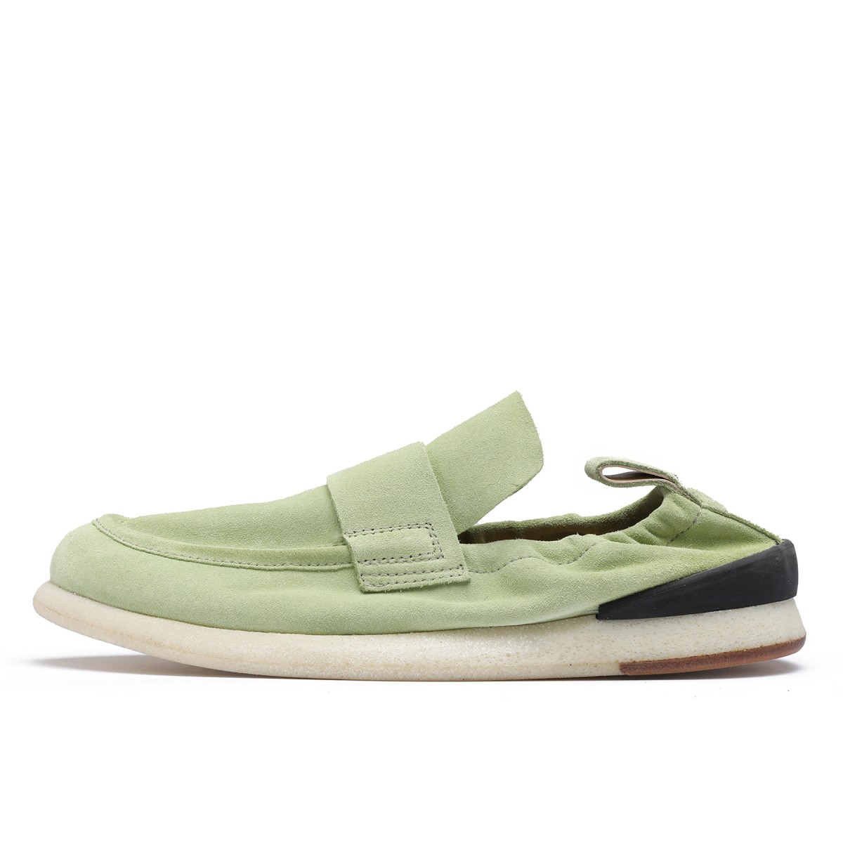 Light green suede loafers