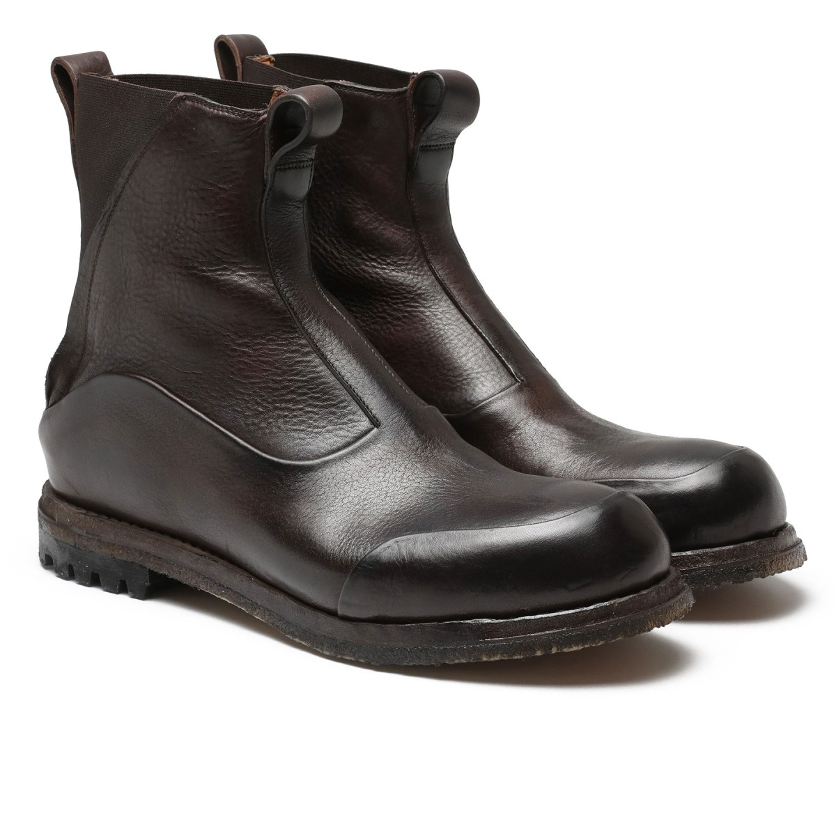 Dark brown leather booties