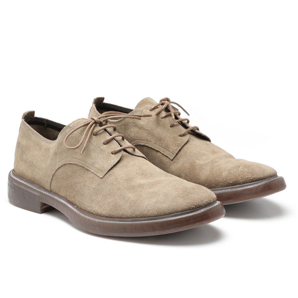 Taupe suede lace-up shoes