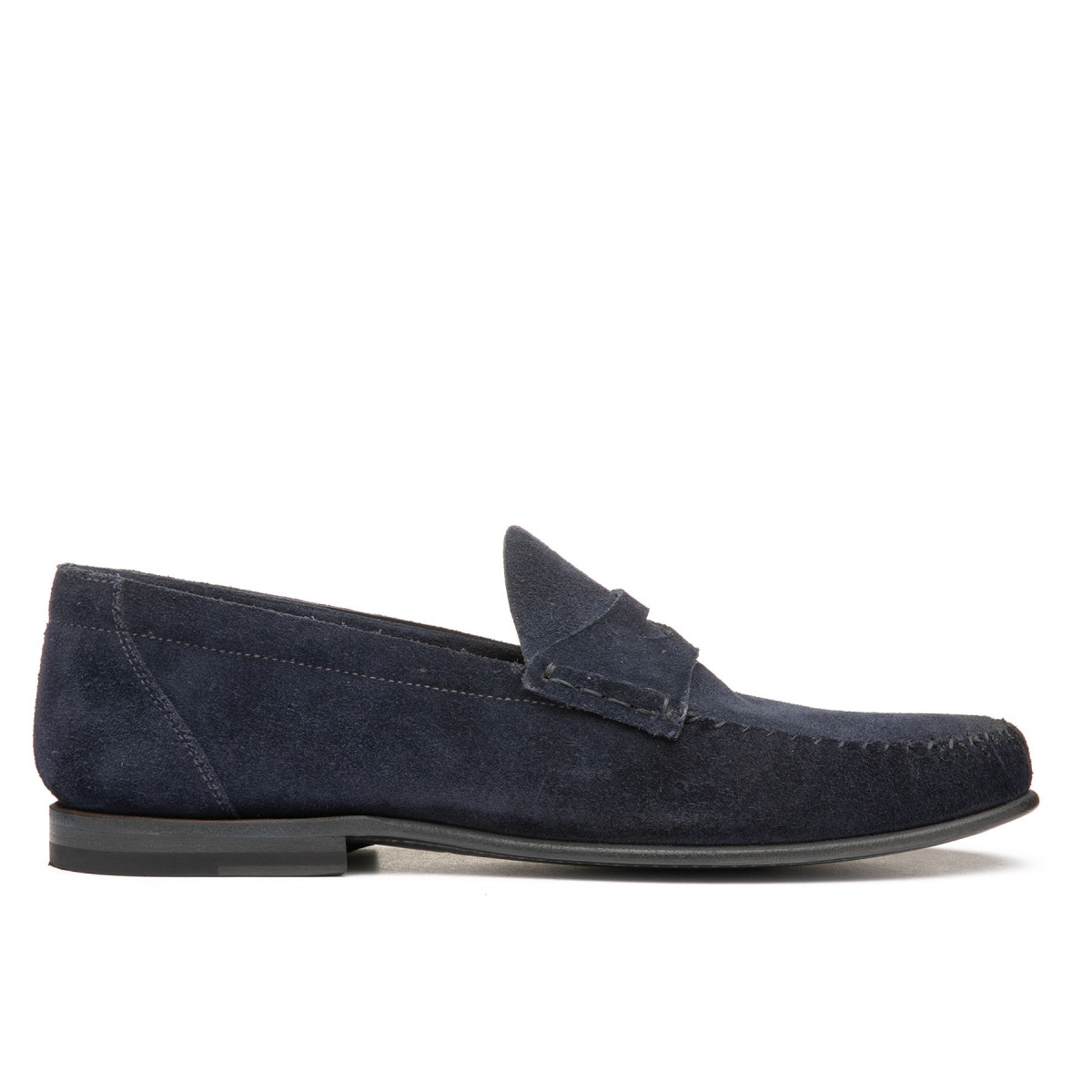 Navy suede Penny loafers