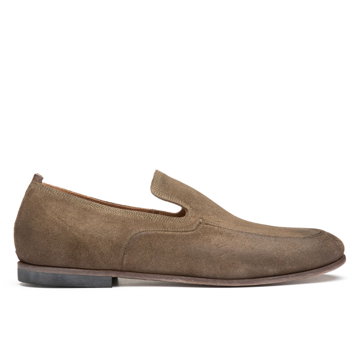 Taupe suede loafers