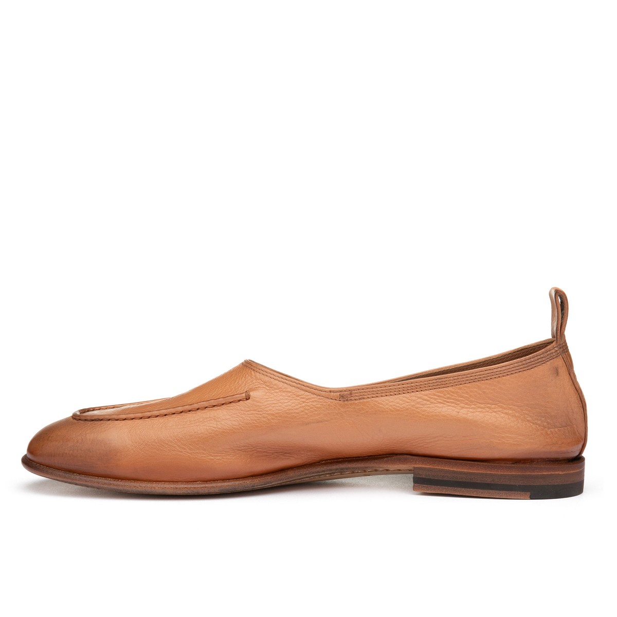 Caramel-hue leather slippers