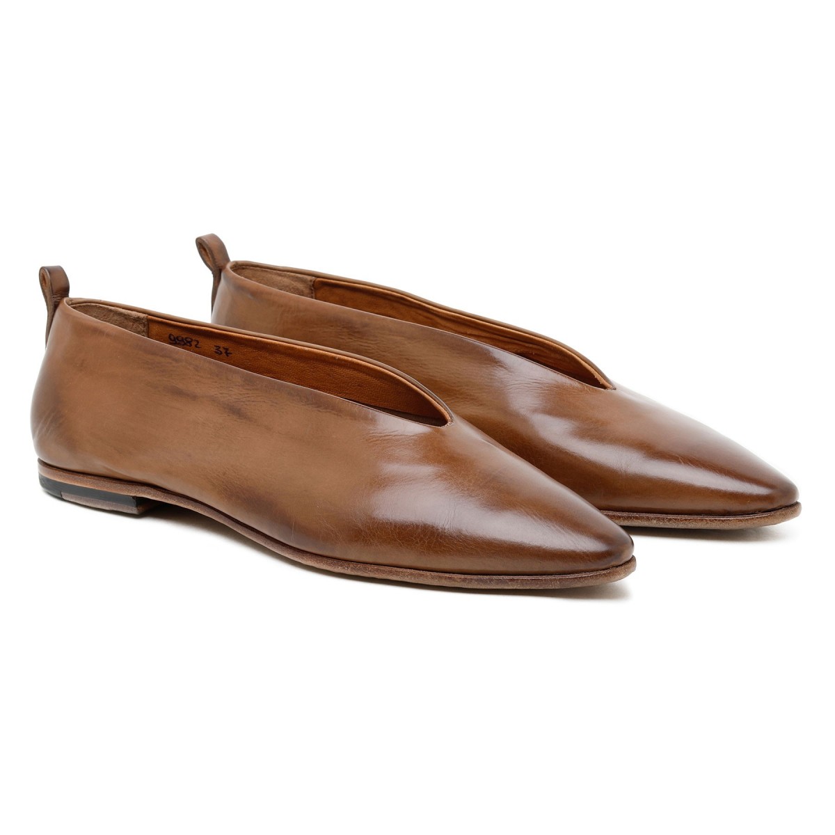 Brown calf leather slippers