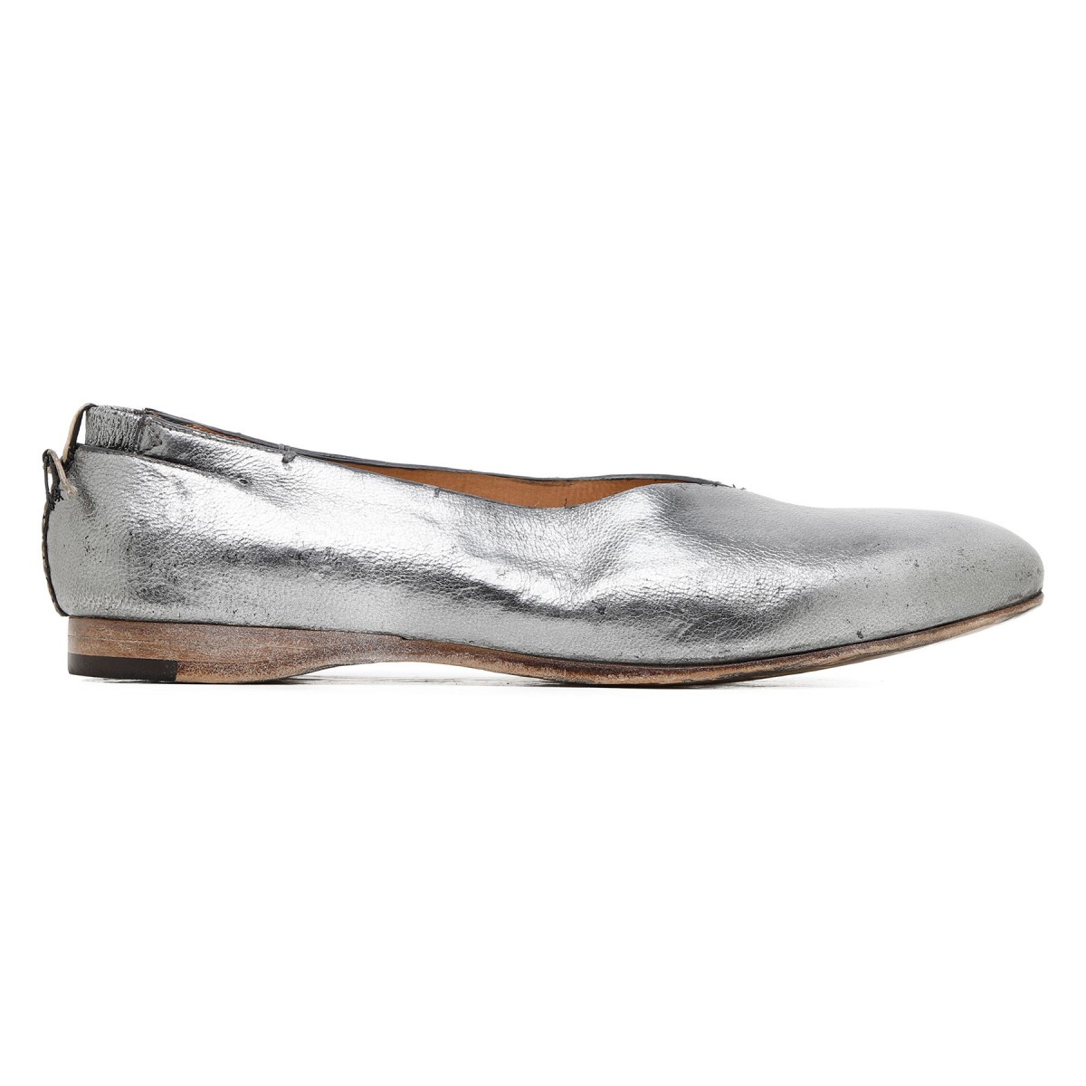 Metallic silver slippers