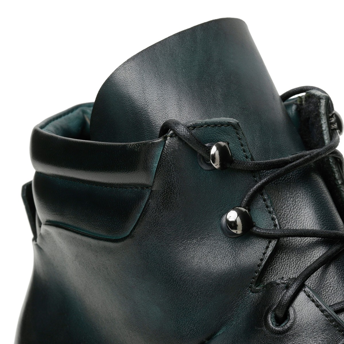 Dark green leather booties