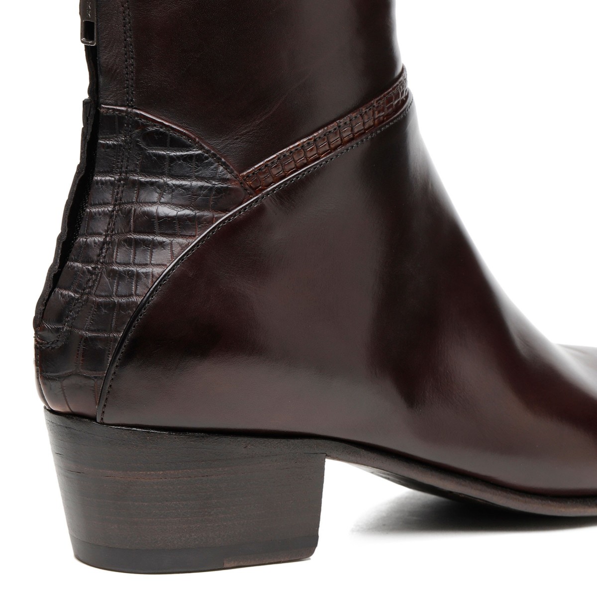 Brown calf leather ankle boots