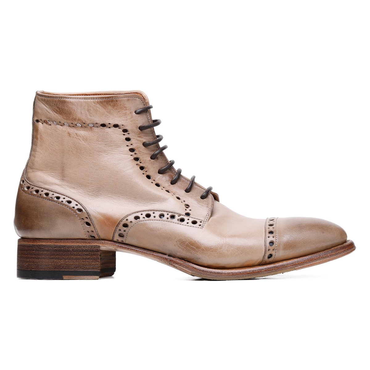 Clay-hue leather Brogue booties
