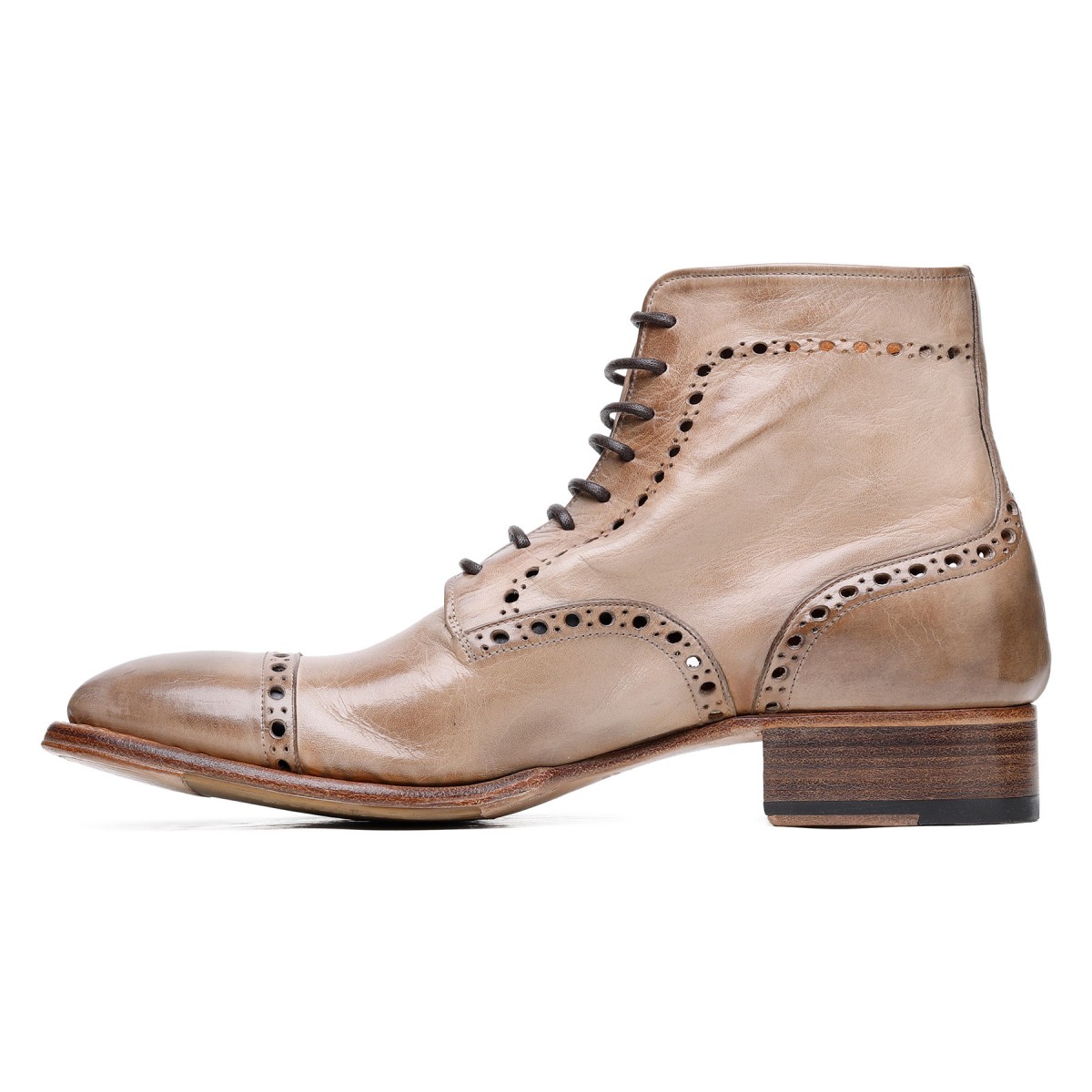 Clay-hue leather Brogue booties
