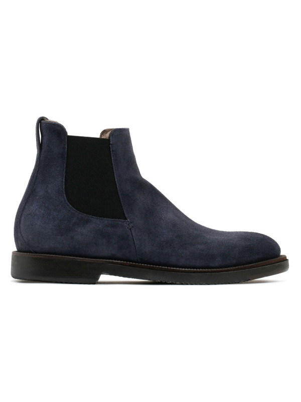 Blue suede ankle boots