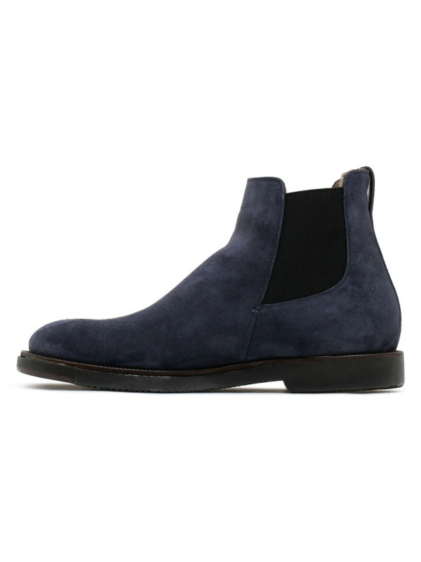 Blue suede ankle boots