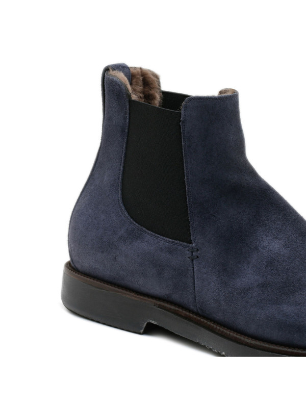 Blue suede ankle boots