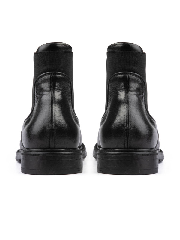 Black leather booties