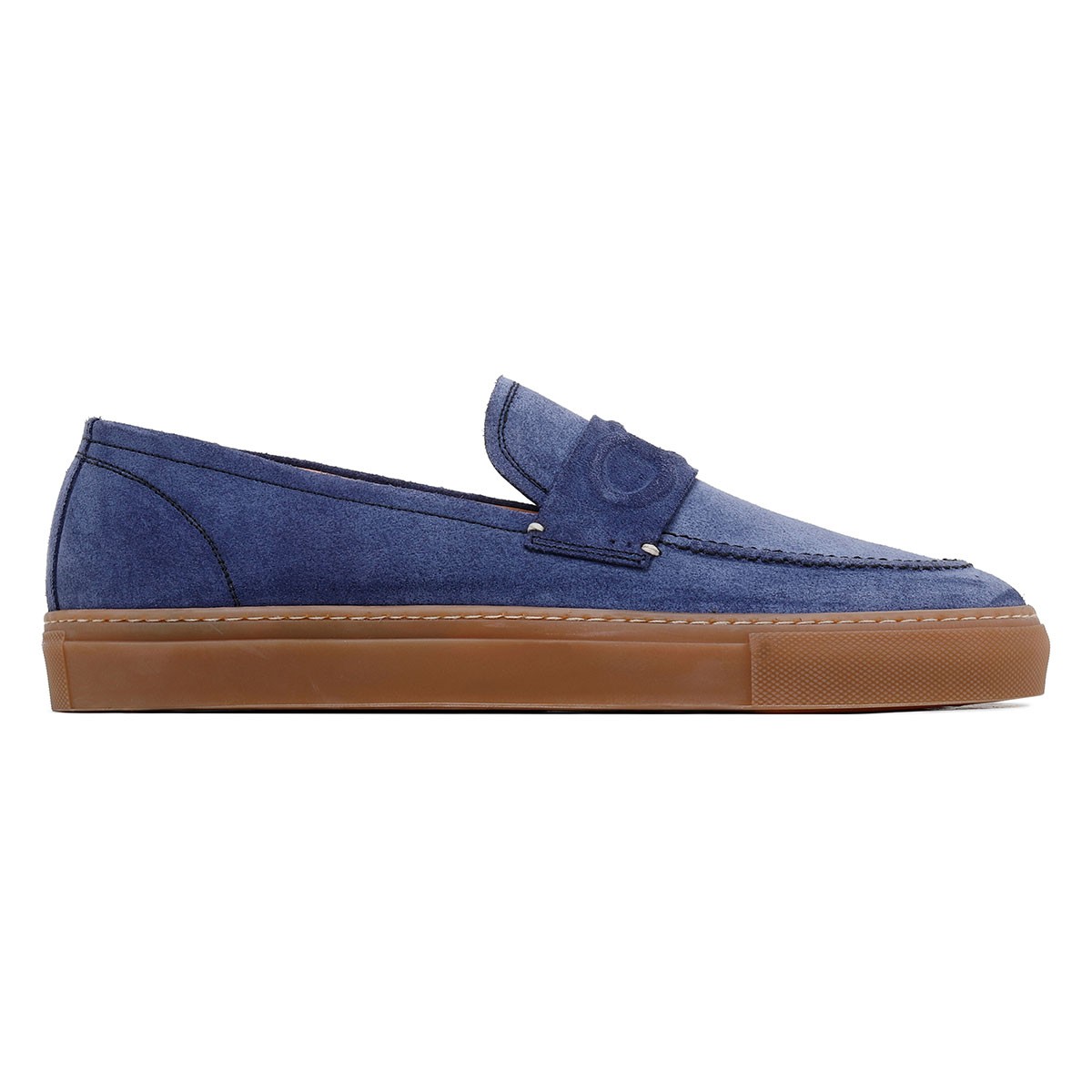 St. Tropez blue suede loafers