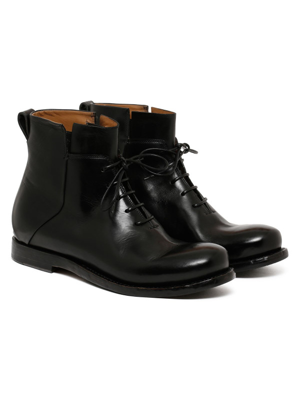 Black calf leather ankle boots