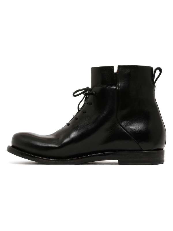 Black calf leather ankle boots