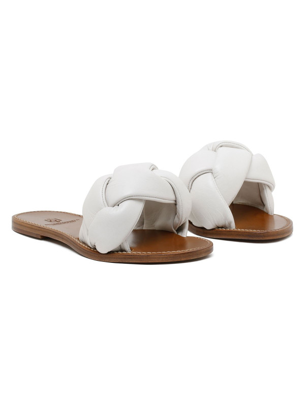 White woven leather sandals