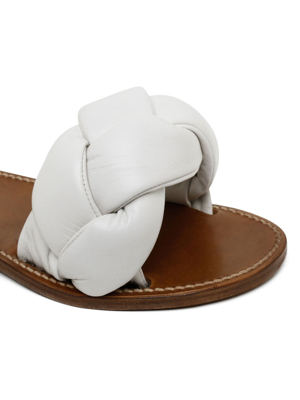 White woven leather sandals