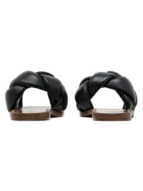 Black woven leather sandals