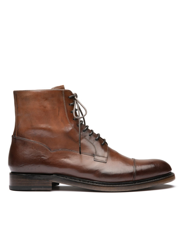 Brown leather ankle boot