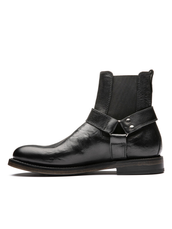 Black leather ankle boot