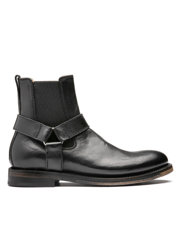 Black leather ankle boot