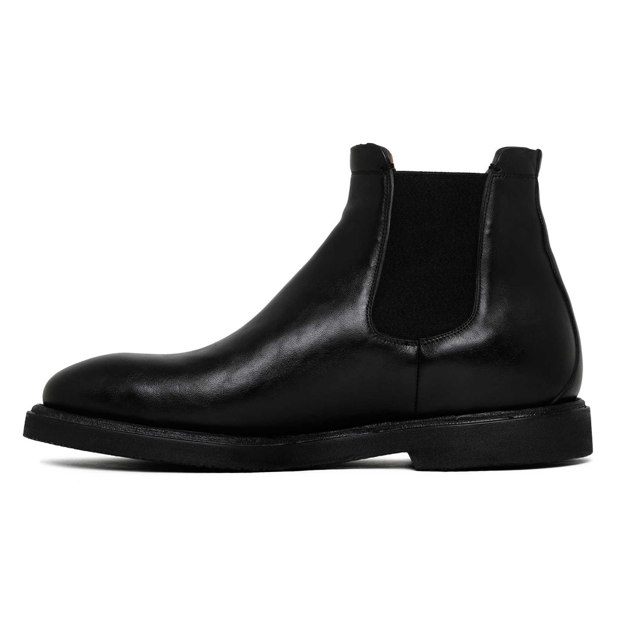 Black leather Beatles ankle boots
