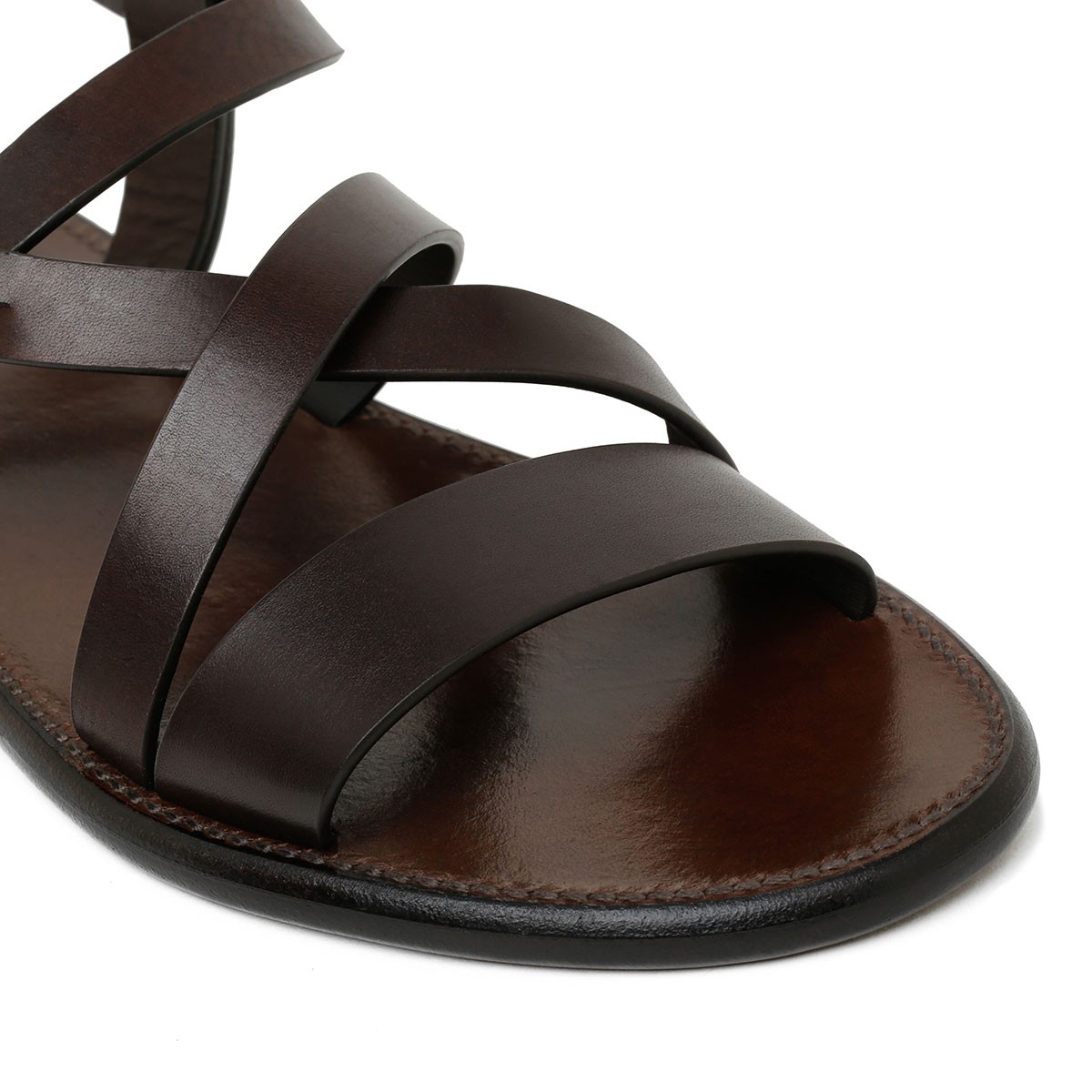Dark brown leather gladiator sandals