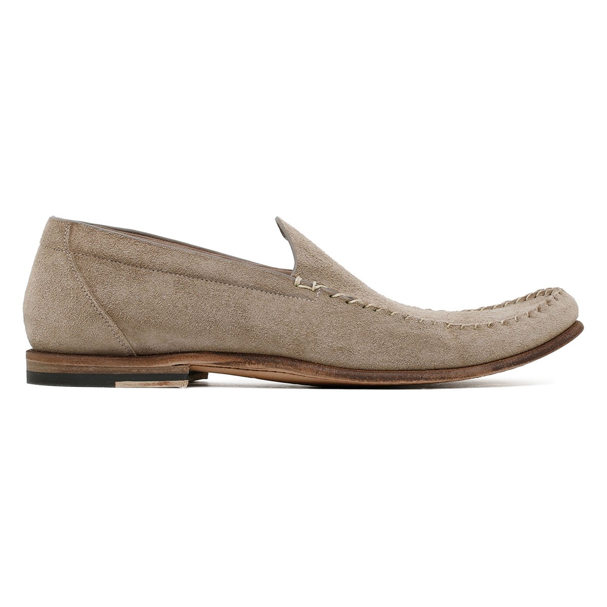 Gray deer leather loafers