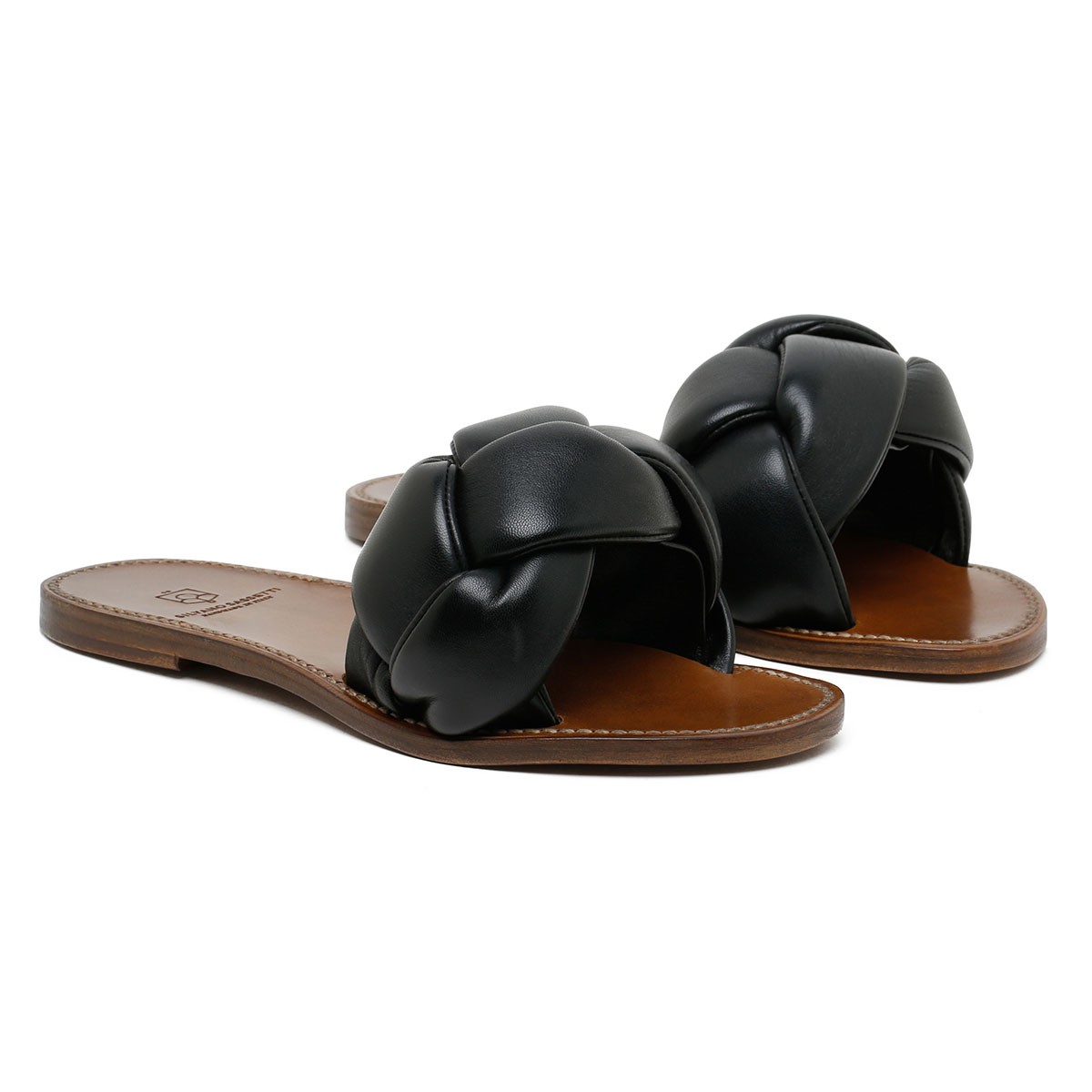 Sandali in pelle intrecciata nera