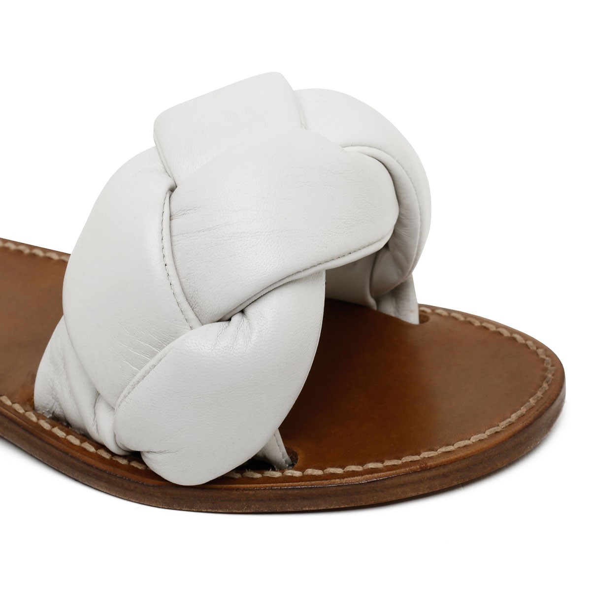 Sandali in pelle intrecciata bianca