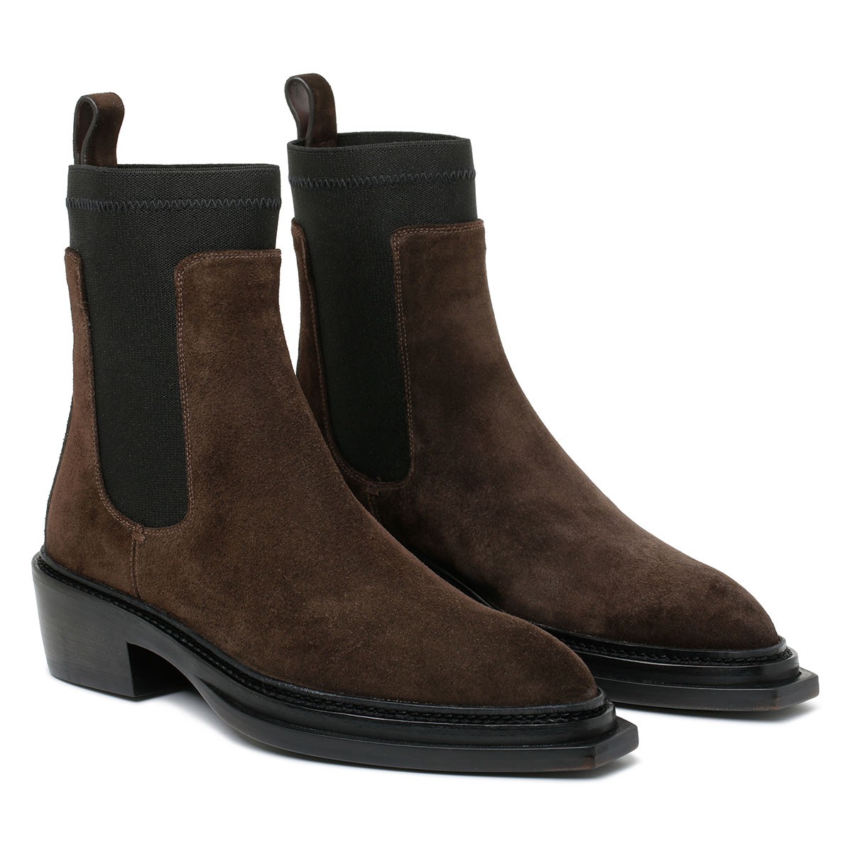Dark brown suede ankle boots