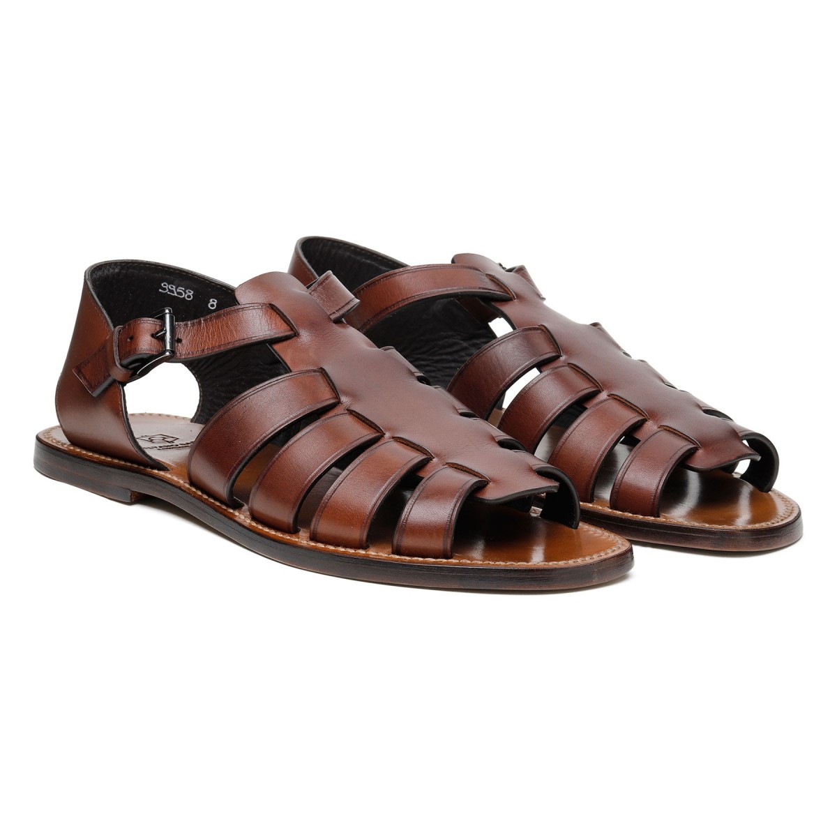 Brown leather gladiator sandals