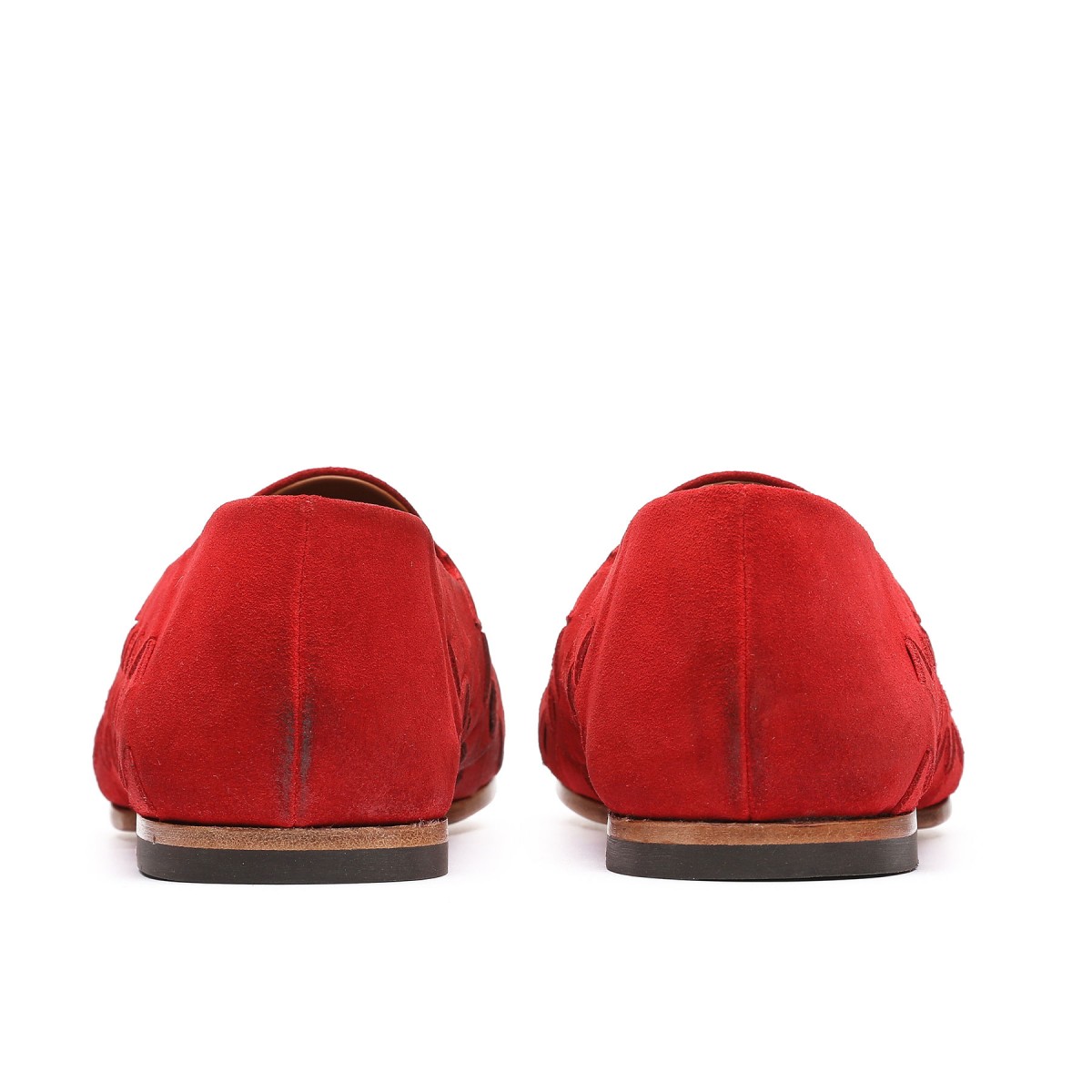Red suede leather loafers