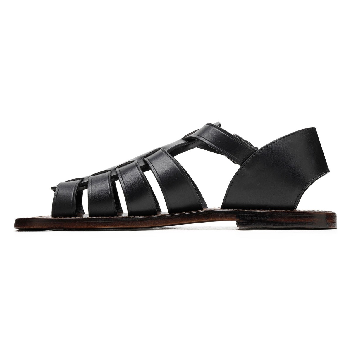 Black leather gladiator sandals