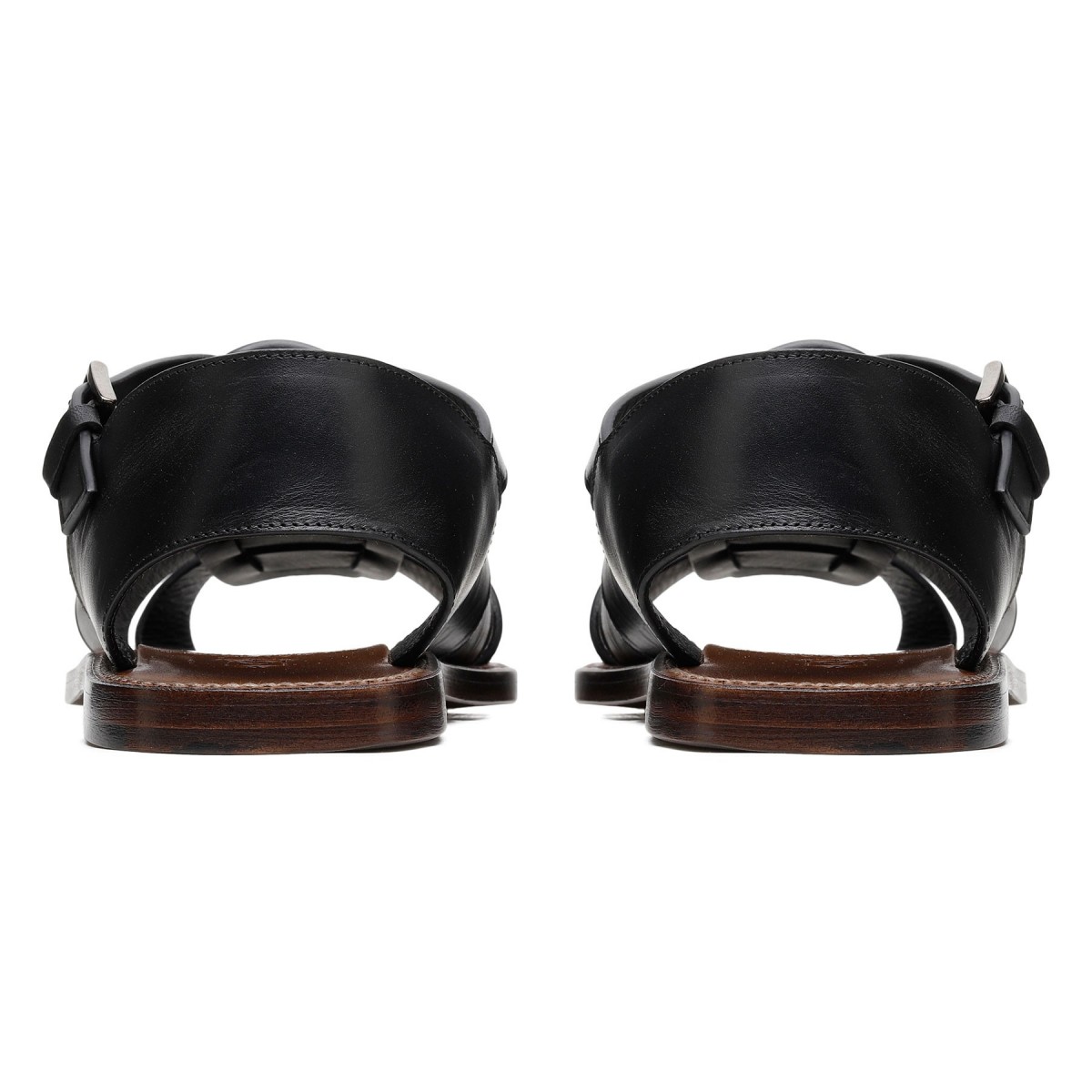 Black leather gladiator sandals