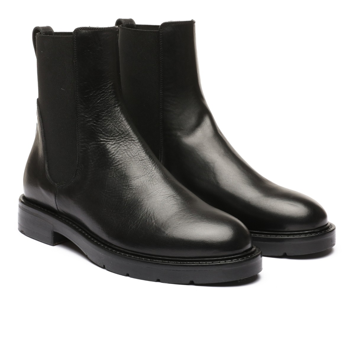Negri black leather ankle boots